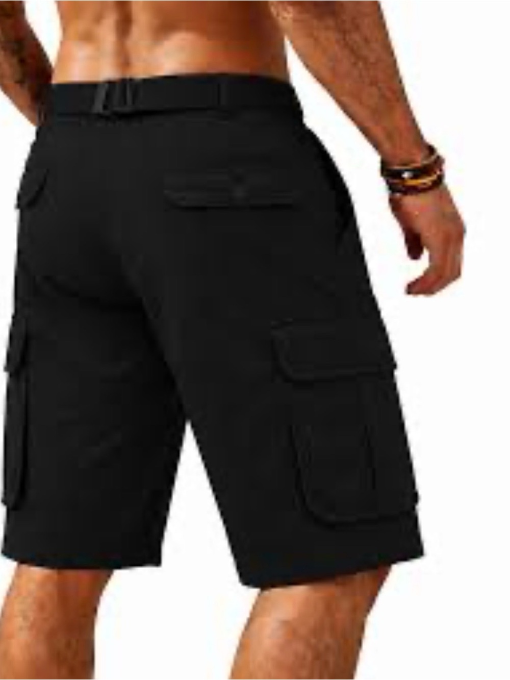 RENEGADE SPORTSWEAR Men's Twill Belted Cargo Bermuda Shorts Black Size 34
